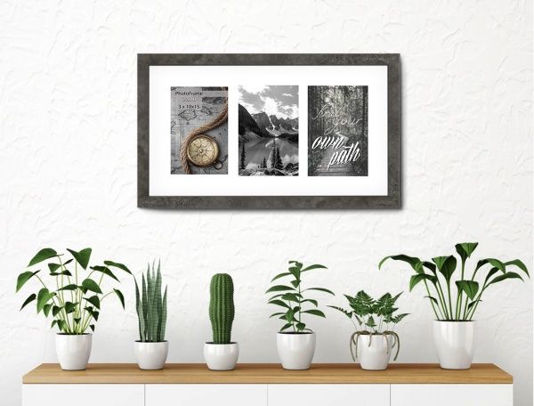 Фоторамка с паспарту SvitArt FKP-3-1913-3A 10x15 см гранитный серый 