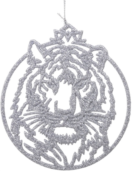 Подвеска Тигрик в кругу 2Д 12х12 см серебряный