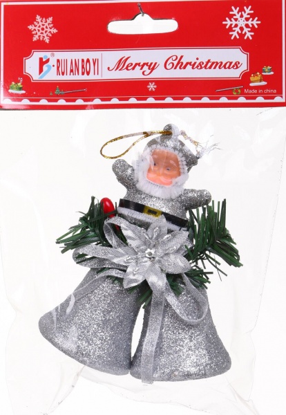 Декоративна підвіска Дзвоники з декором 14 см срібло NY21014