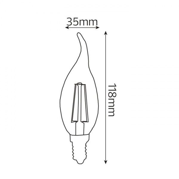 Лампа светодиодная HOROZ ELECTRIC Filament Flame CA37 6 Вт E14 2700 К 220 В прозрачная 001-014-0006-010 