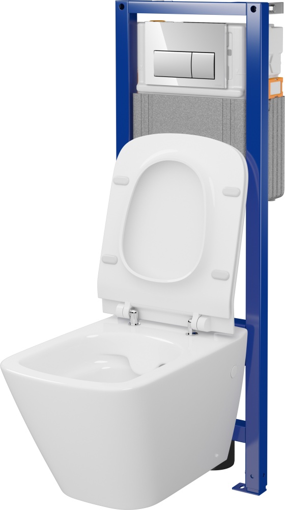 Комплект инсталляции Cersanit СЕТ C59 SYSTEM 40 механическая + подвесной унитаз MESTO хром