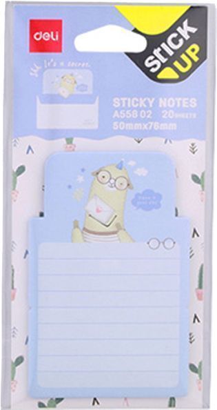 Блоки бумажные самоклеящиеся EA55802 Сиреневая лама 76х50 мм 20 лист. Deli