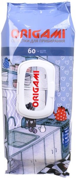 Вологі серветки Origami для прибирання з клапаном в асортименті 60 шт./уп.