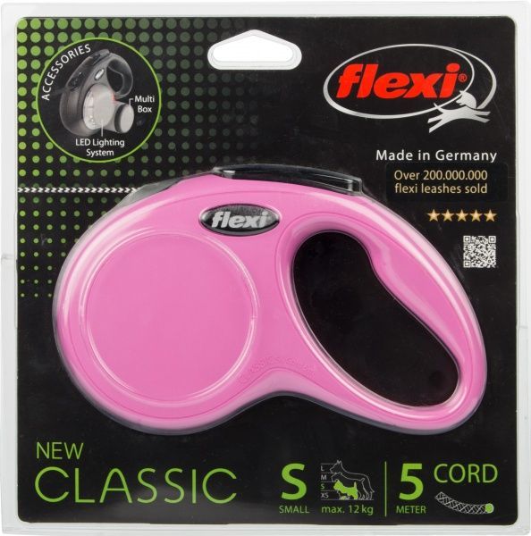 Поводок-рулетка FLEXI Classic S розовый до 12 кг 5 м