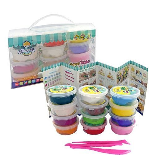 Тесто для лепки Воздушный прыжок 12 цветов x 15 г в банке + 3 шт.