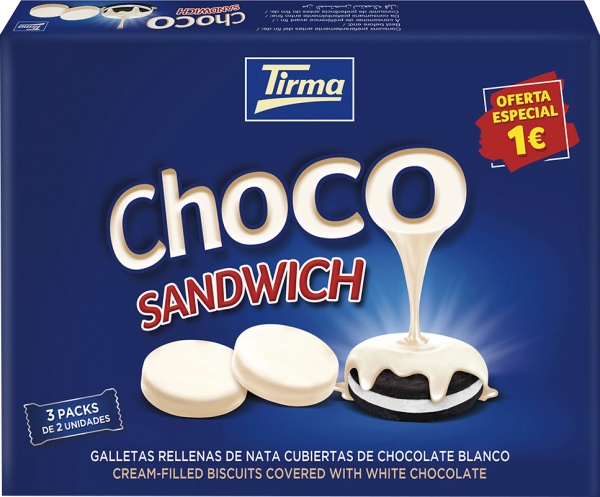 Печенье Tirma со сливочной начинкой в белом шоколаде (8410085886543) 120 г 