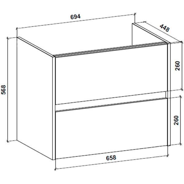 Тумба подвесная Water House Preference N2 70 МДФ распил дерева медовый под умыв.Амальфи 70