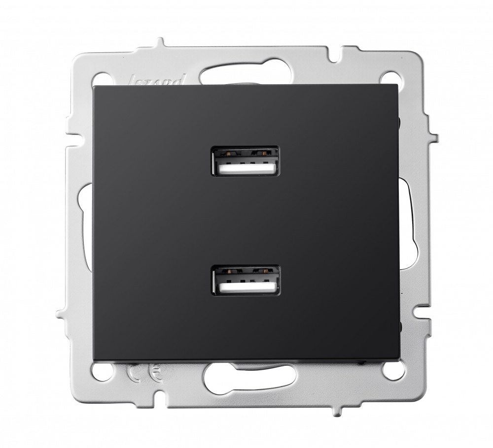 Механізм розетки USB Lezard Rain антрацит 703-4288-192