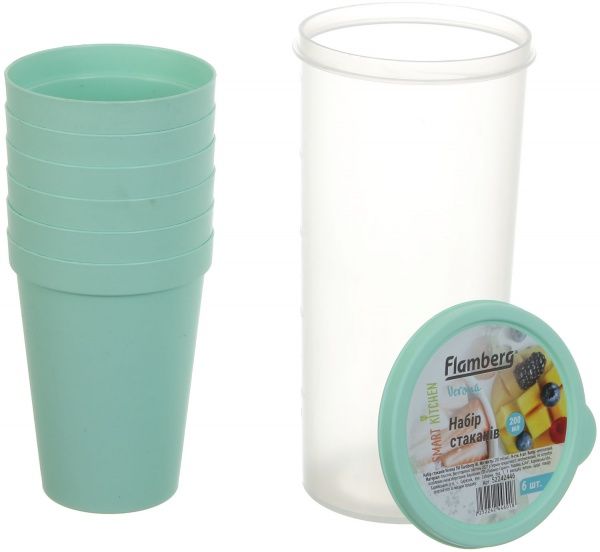 Набір склянок Verona ментоловий 200 мл 6 шт. Flamberg Smart Kitchen 