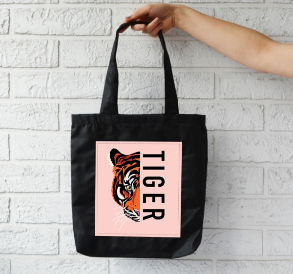 Сумка-шоппер 4PROFI Тигр 40х35 см черный с рисунком 