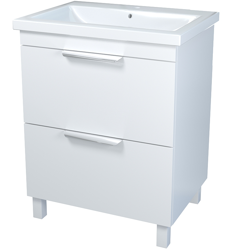 Тумба на ножках Сансервіс Каталония-60 с умывальником Сомо-60 белый глянец