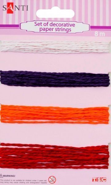 Декоративный элемент шнуров бумажных декоративных, 4 цв., 8м/уп 1 комплектов 4 шт.