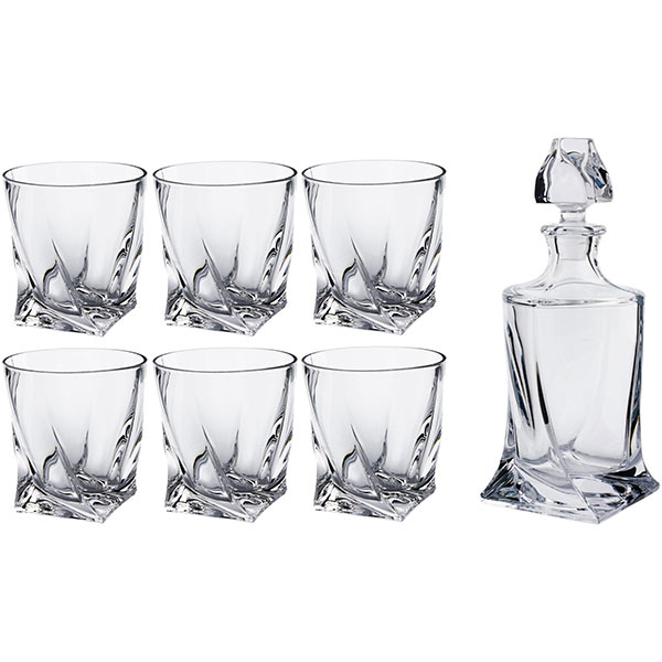 Набор Bohemia Quadro 340 мл 6 шт + графин