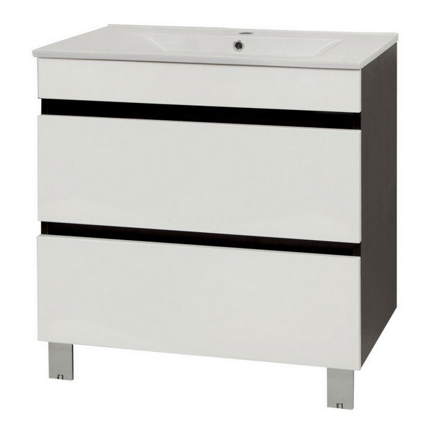 Тумба підлогова Сансервіс Еліт 60-N біла-венге з умивальником Еліт 9060D