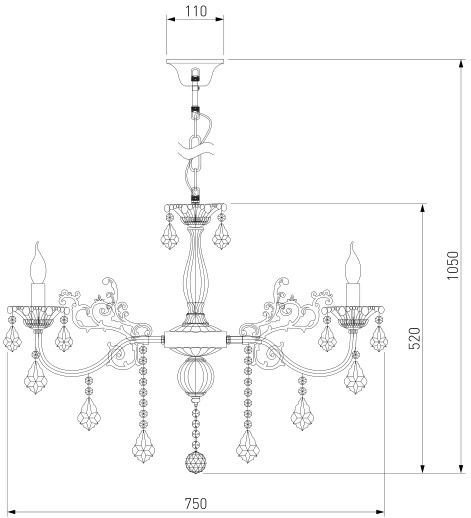 Люстра подвесная Strotskis Joanna 8x60 Вт E14 бело-золотистый/дымчатый прозрачный 3281/8 