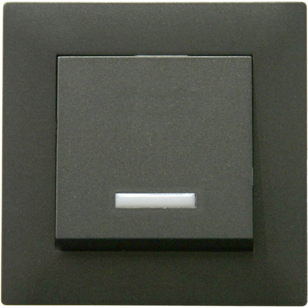 Выключатель одноклавишный Makel Rizz с подсветкой дымчатый 88050021