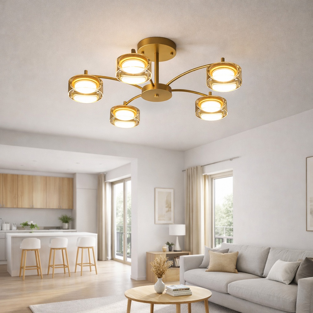 Люстра потолочная LIGHT SET DUSHA MS241 5x12 Вт GX53 золото/янтарь