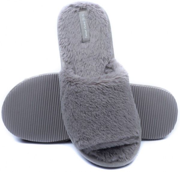 Тапки домашние Twins HS меховые открытые р. 40 серый 