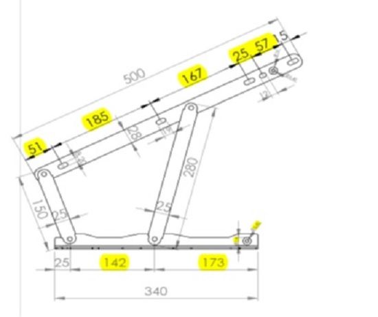 Механізм підйомний для ліжка 500N L-0.34 87649
