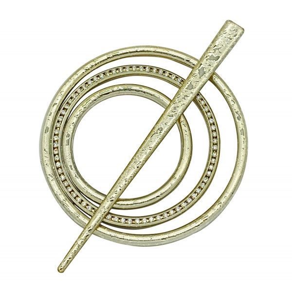 Заколка Круг 2 Элит d90 мм мокрое серебро В0024-2а MISLT