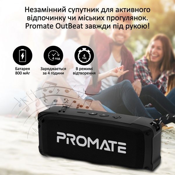 Портативна колонка Promate OutBeat 6 Вт 2.0 black 