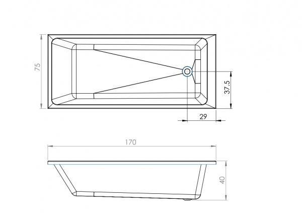 Ванна акрилова Damixa Gala 170х75 см 53WA-170-075W-A 
