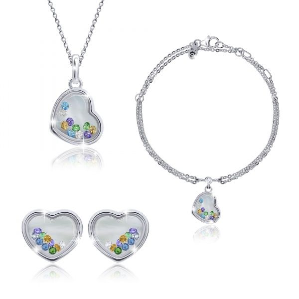 Кулон UMa&UMi Серце мале з рухливими багатобарвними вставками