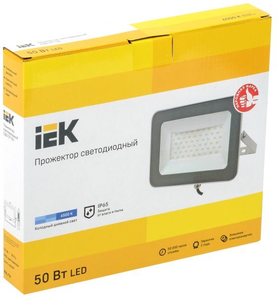 Прожектор IEK СДО 07-50 6500 K LED 50 Вт IP65 серый 