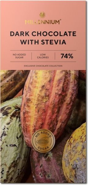 Шоколад Millennium черный со стевией 74% 100 г (4820075508920)