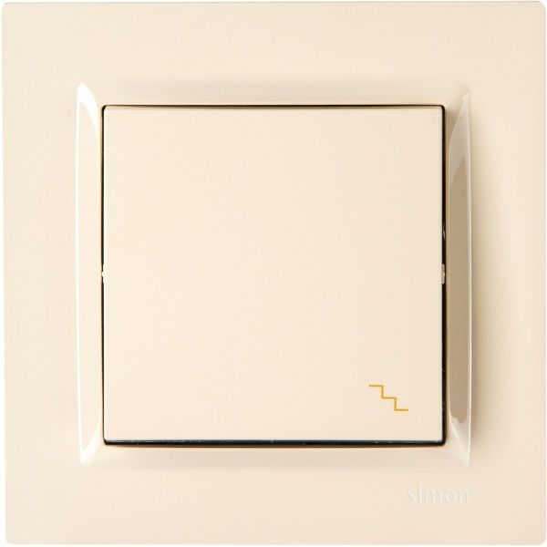 Вимикач прохідний одноклавішний Simon 10 без підсвітки 10 А 250В кремовий CW6.01/41