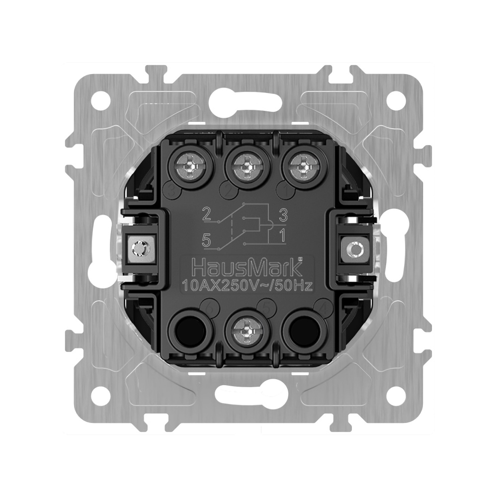 Вимикач перехресний одноклавішний HausMark Alta без підсвітки чорний