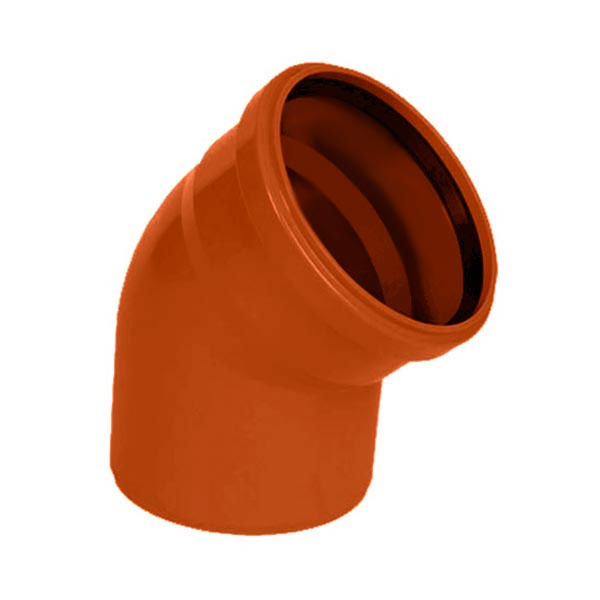 Колено ПВХ PolyPlastic 200 мм 45°