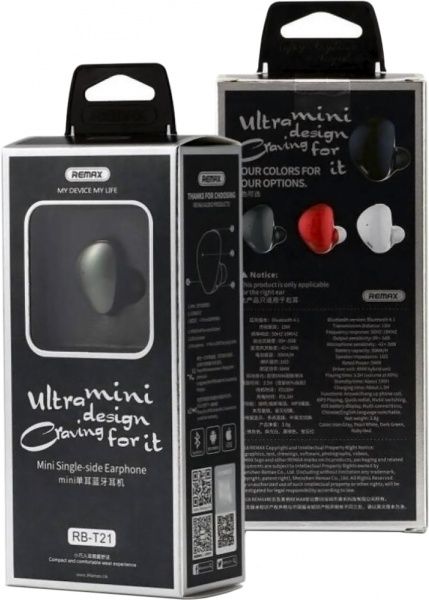 Bluetooth-гарнітура Remax RB-T21 Wireless Black (RB-T21BK) 
