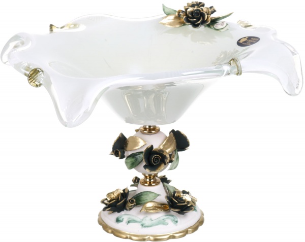 Фруктовница белая MURANO QUADRO 30 PISELLO 30X30X24 White cristal