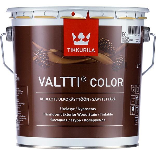 Лазурь TIKKURILA Valtti Color EC мат бесцветный 0,9 л