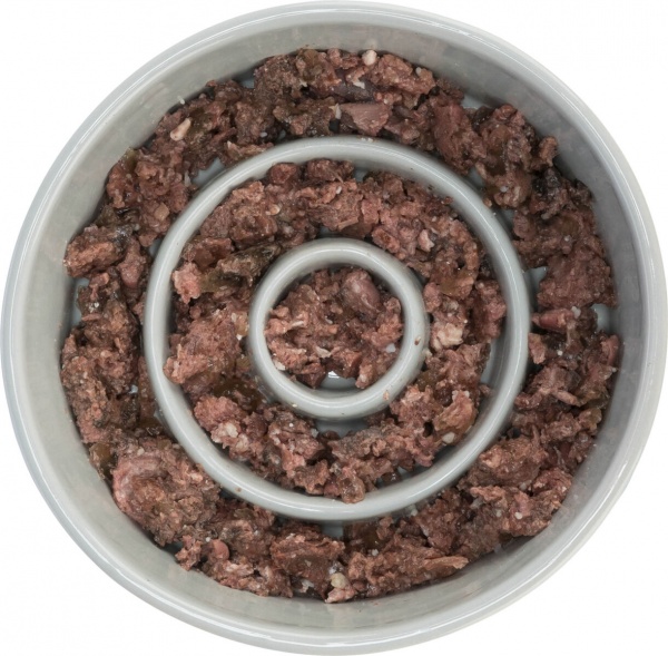 Миска Trixie для собак медленное кормление серый с голубым керамика 0,45 л 14 см (24520)