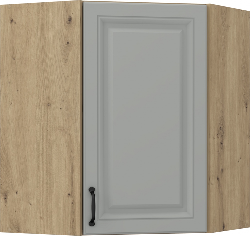 Шкаф верхний угловой ВУФ 60/72/60 МС Глория_ASHEN /фасад МДФ №332 пепельный матовый/дуб артизан Грейд