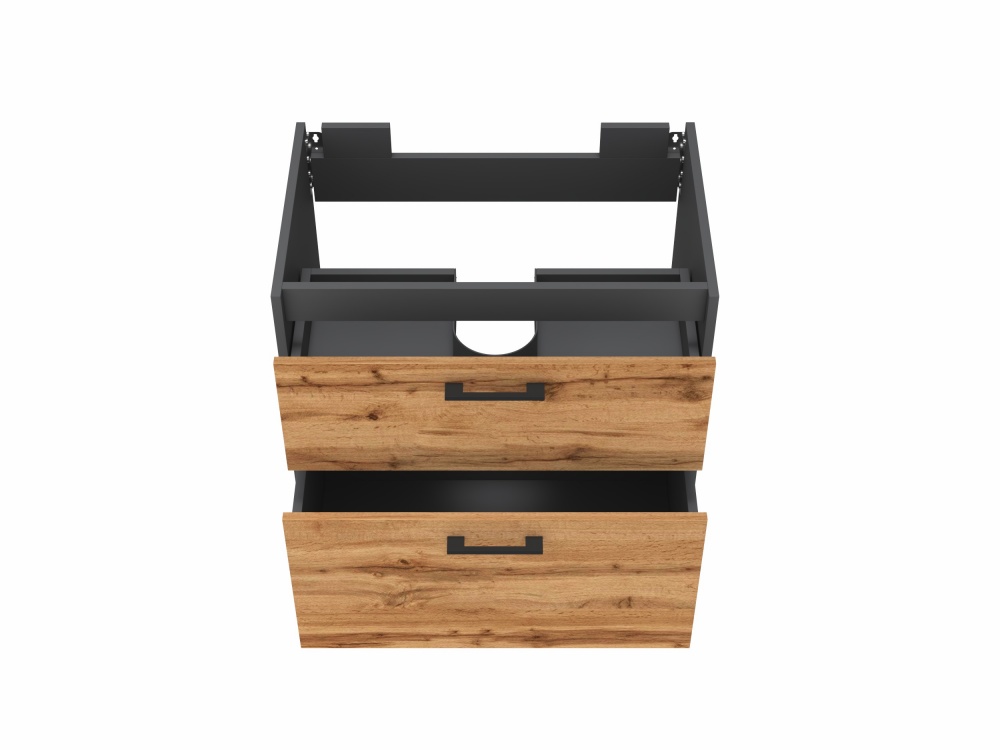 Тумба ЮВЕНТА Afina 70 см Антрацит + Дуб Вотан під стільницю або умивальник Piedra 70