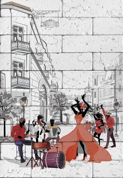 Картина гіпсова Вуличні танці 40,5x58,3 см BrickPrint 