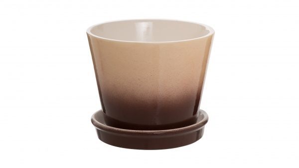 Горщик керамічний Керамол Євро 1 (Гламур) круглий 0,5 л бежево-коричневий 