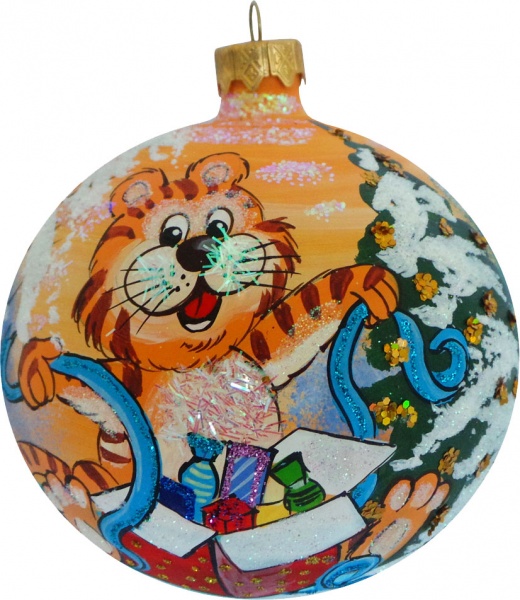 Куля новорічна d100 мм K-1420-7-100 Тигр різнокольоровий