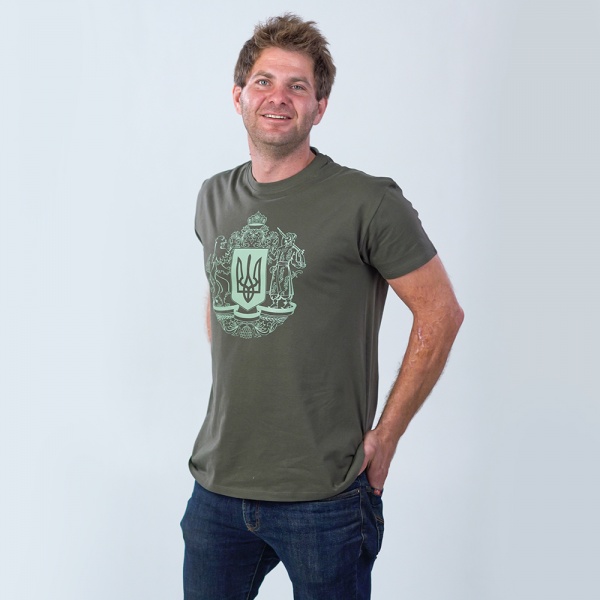 Футболка чоловіча Sol's Imperial 190 Герб України 11500269/137XL р.XL хакі