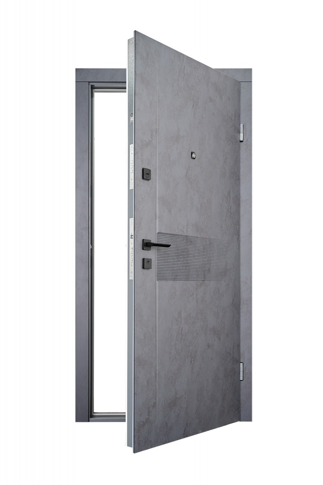 Двері вхідні Abwehr АМ (485+0) 086 Л (Бантр + Б) 2GEN Аvers бетон антрацит / білий 2050х860 мм ліві