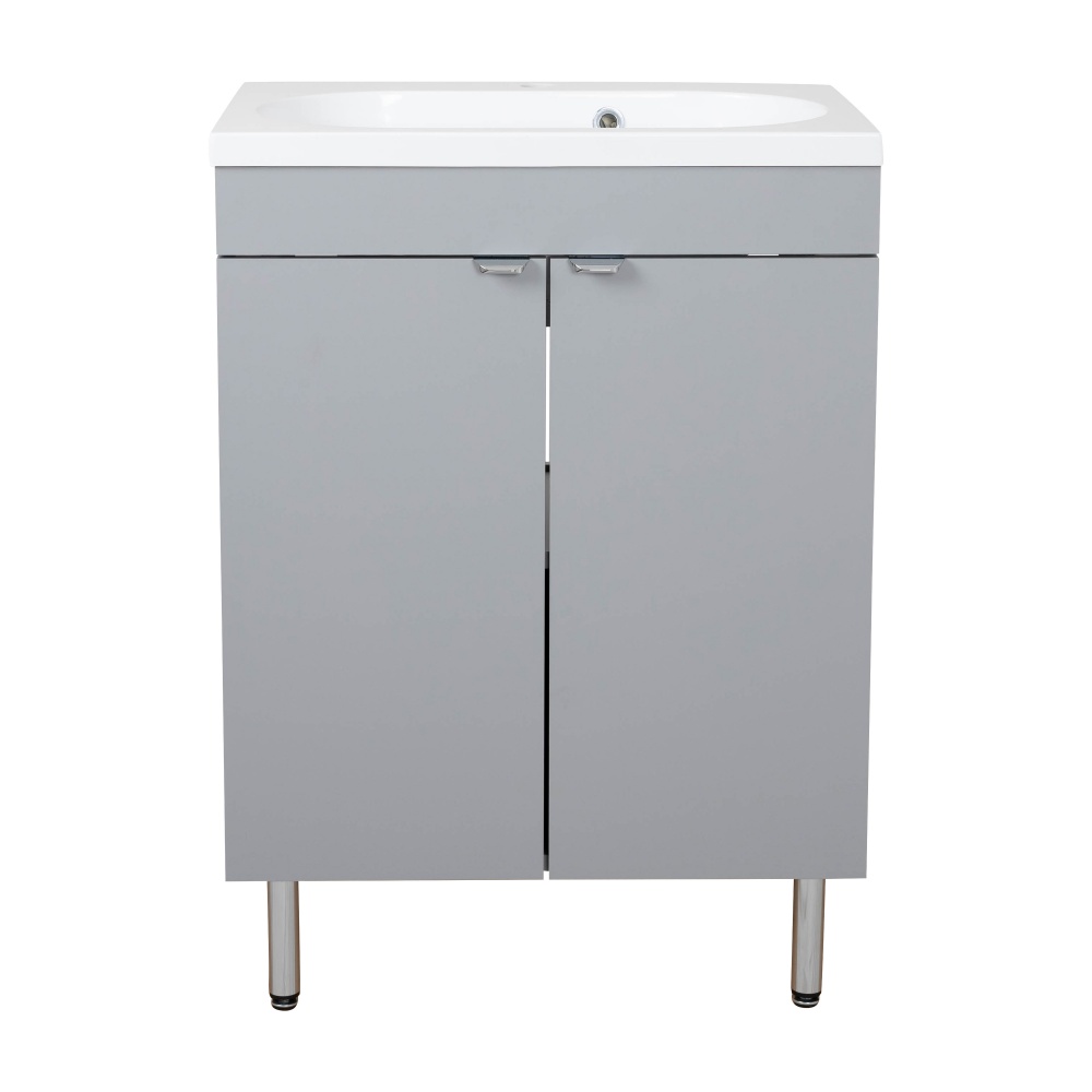 Тумба RIO (серая) с умывальником Status 60 см