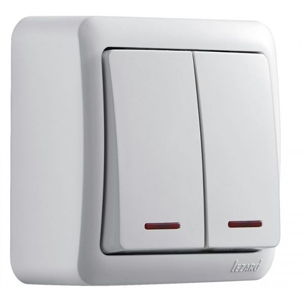 Вимикач двоклавішний Lezard Viola з підсвіткою 16 А 250В білий 751-0200-112