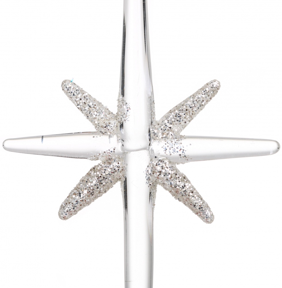 Підвіска скляна зірка вифлеємська 16 см прозорий