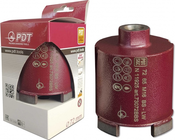 Коронка алмазная PDT по бетону 72 мм с SDS plus 73172BBS