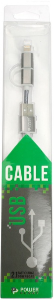 Кабель PowerPlant USB – microUSB + Apple Lightning 1 м сірий (KD00AS1289) 