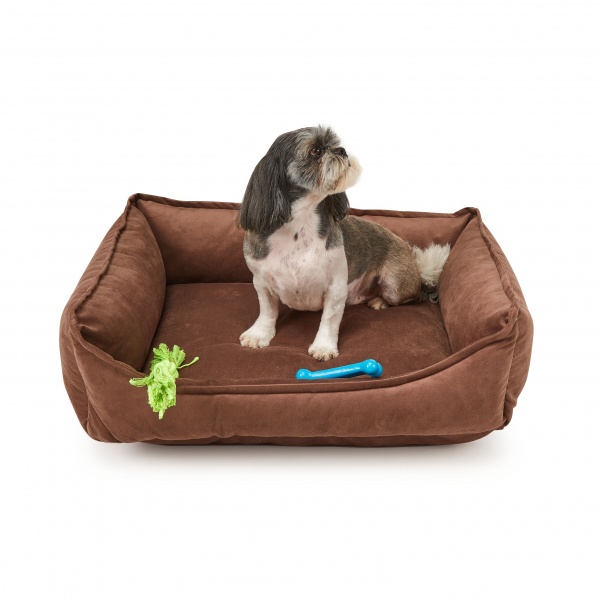 Лежак PETBED Velor Комфорт L 90x60x25 см коричневый