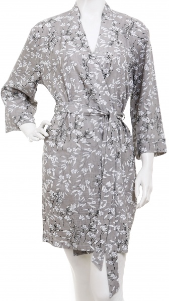 Халат женский SUMMER принт цветочная ветвь р. XL серый